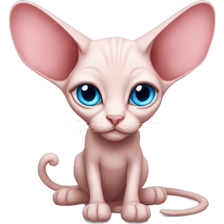 Pink-sphinx-cat-blue-eyes-big ears-sleep  emoji