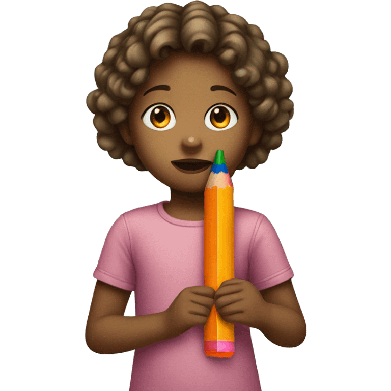 Little girl whose eating crayon emoji