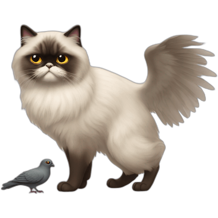 himalayan cat hunting pigeon emoji