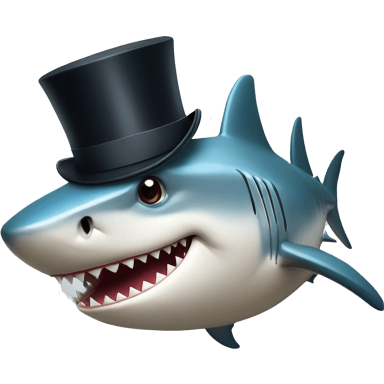 Shark with a top hat emoji