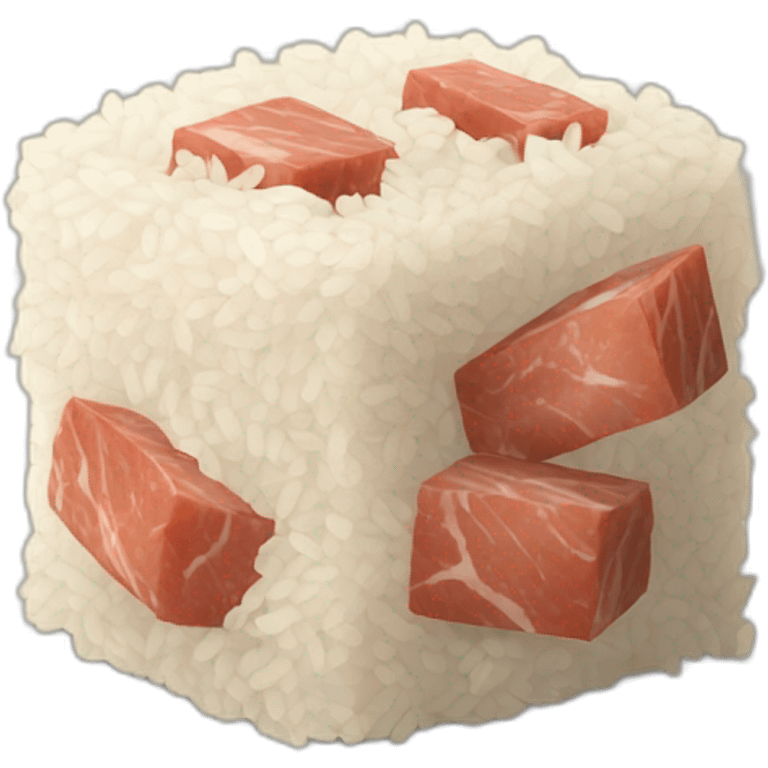 Rice and meat cubes emoji