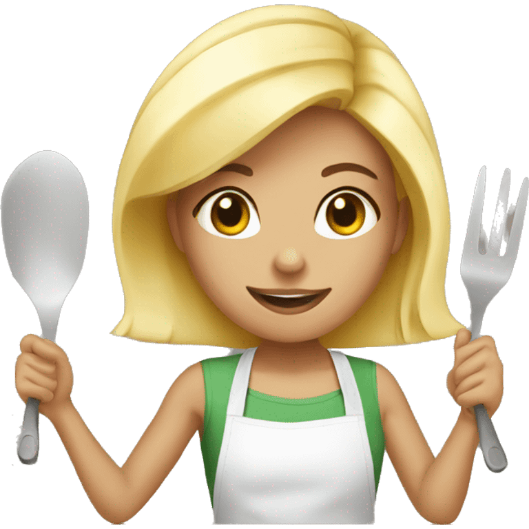 Healthy cooking blonde girl  emoji