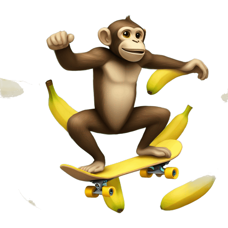 a monkey riding a skateboard made of bananas emoji