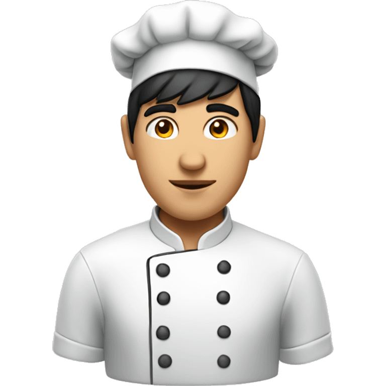 Male Chef with black hair and a chef hat emoji