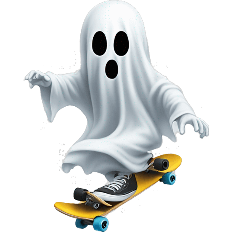 Ghost skateboarding with only two eyes emoji