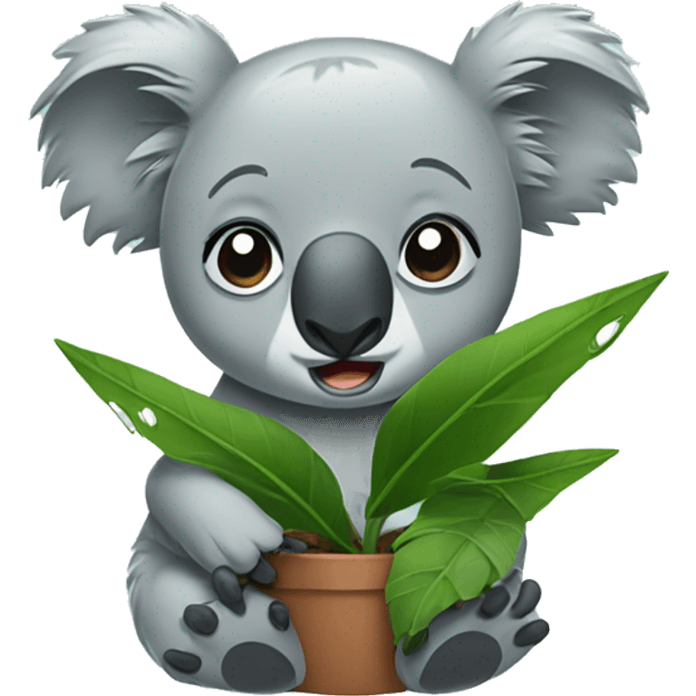 koala crying green plant emoji