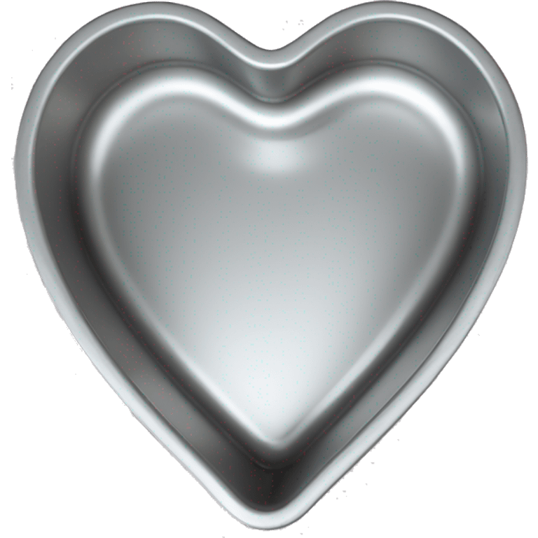 Realistic flat sitting silver heart shaped cake pan emoji