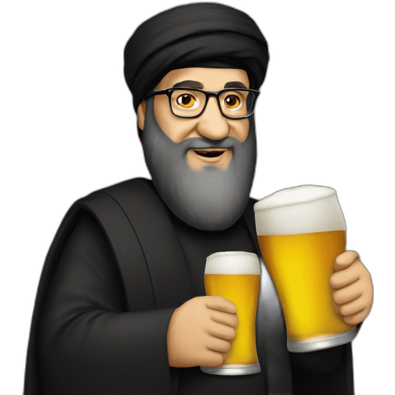 hasan nasrallah holding a beer emoji