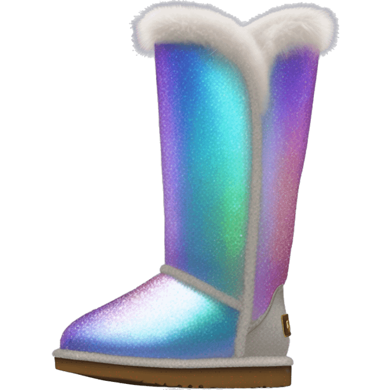 Realistic iridescent Sparkle glitter and fur Ugg boots. emoji