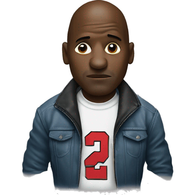 Michael Jordan in a jacket holds his head and is sad emoji