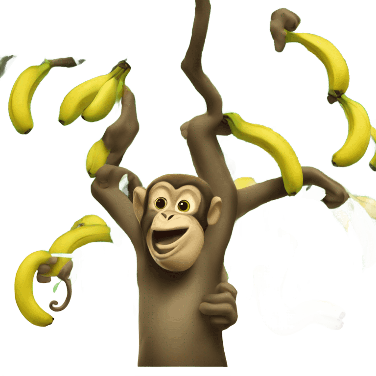 Tree with a monkey throwing bananas emoji