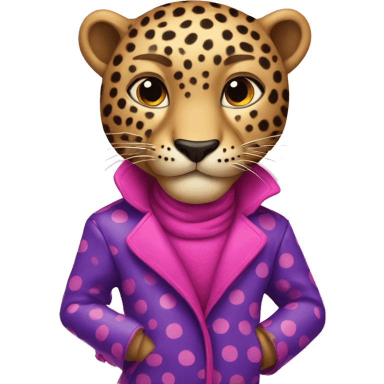 leopard with a bright purple coat and pink polka dots emoji