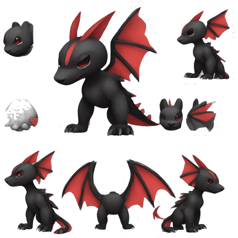 cool cute edgy black red animal hybrid Fakemon full body emoji