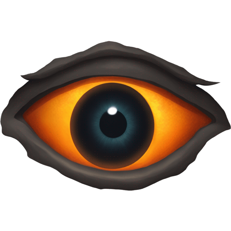 Eye of Sauron with glowing orange iris, set in a dark tower of Mordopr emoji