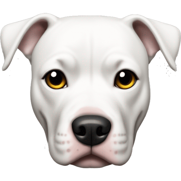 White pitbull with black ears emoji