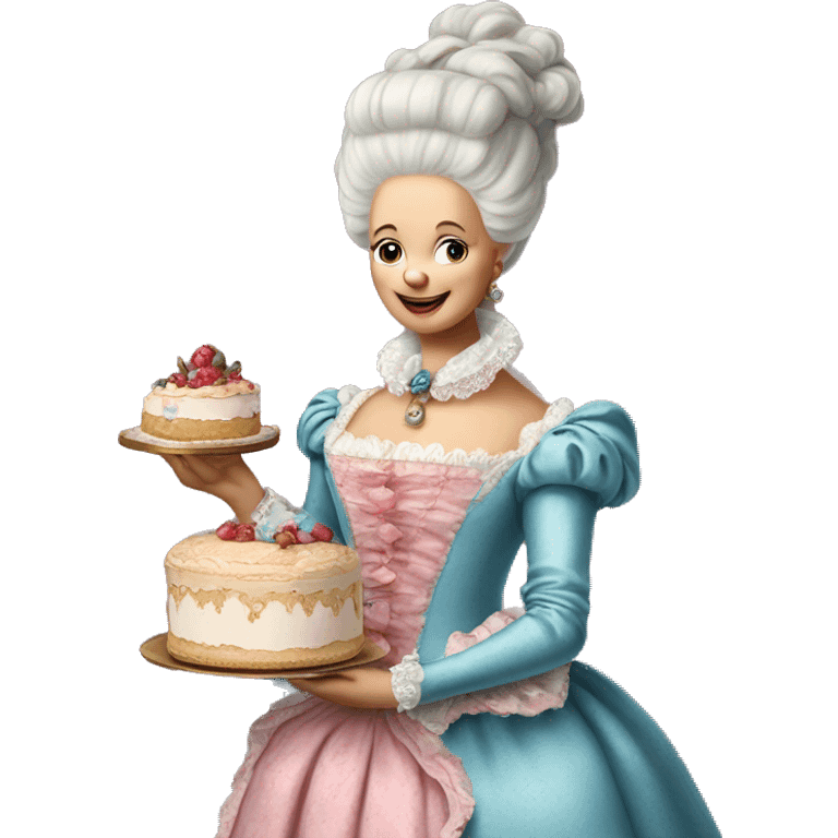 Marie Antoinette holding a cake emoji