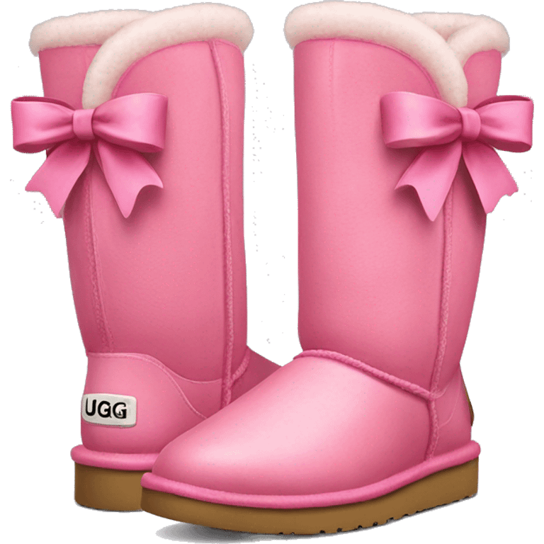 Pink ugg boots with bows on the back emoji