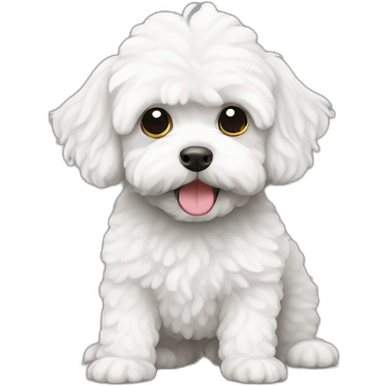 a white maltipoo pinching emoji