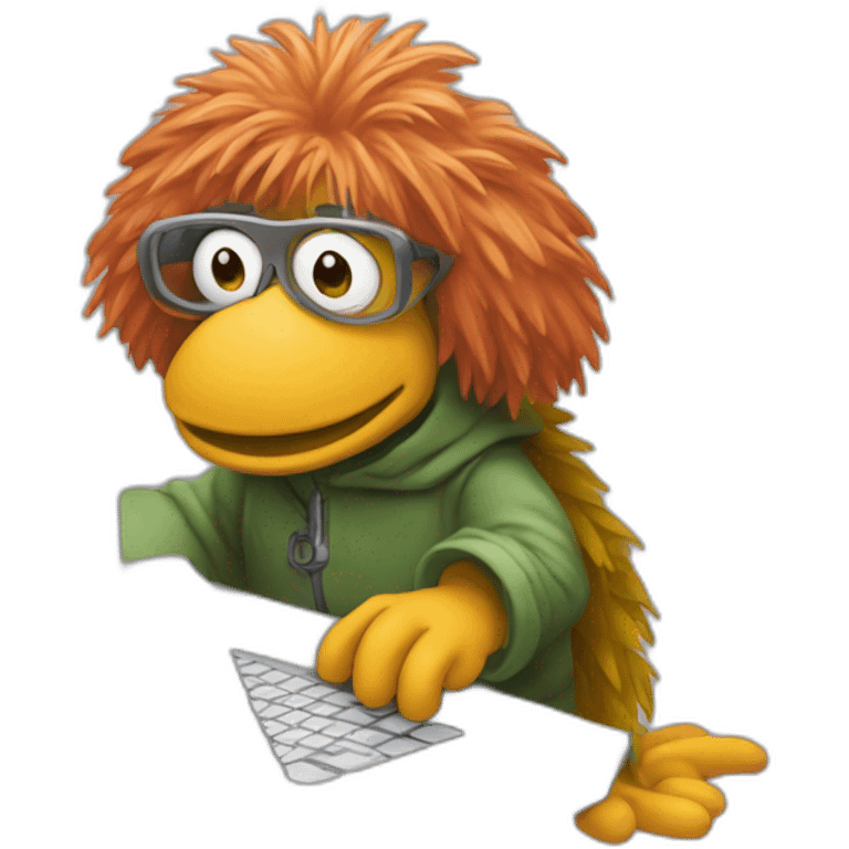 fraggle software engineer typing code on laptop emoji