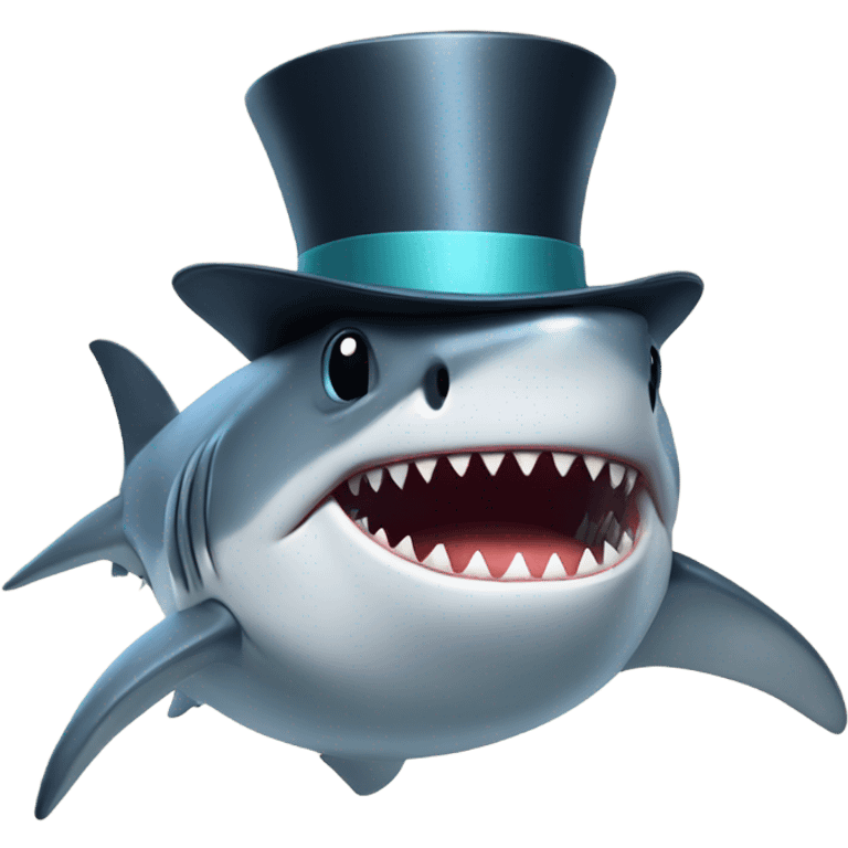 Shark with a top hat emoji