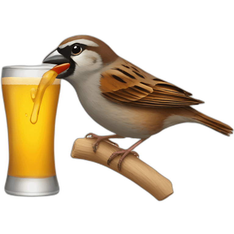 Sparrow drinking cidre emoji