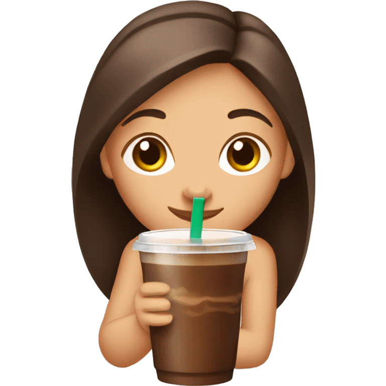 girl with a cup of ice coffee emoji