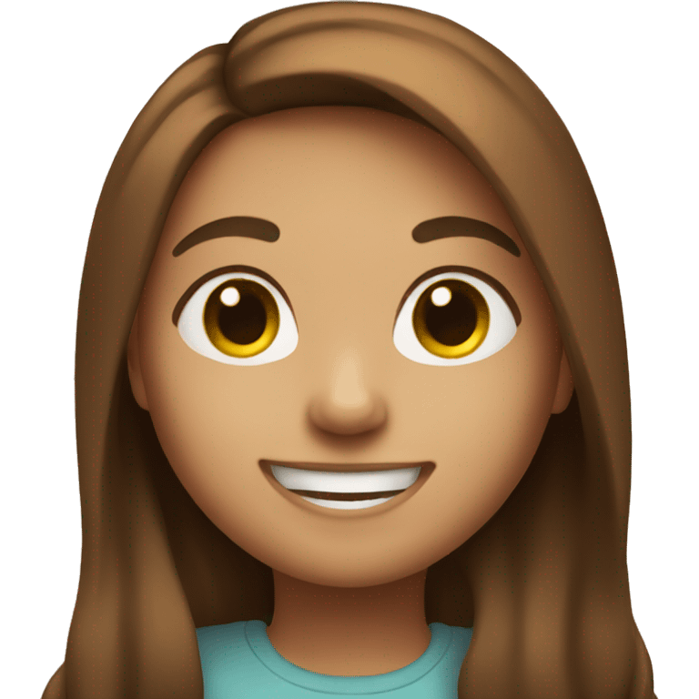 smiling girl with long brown hair emoji