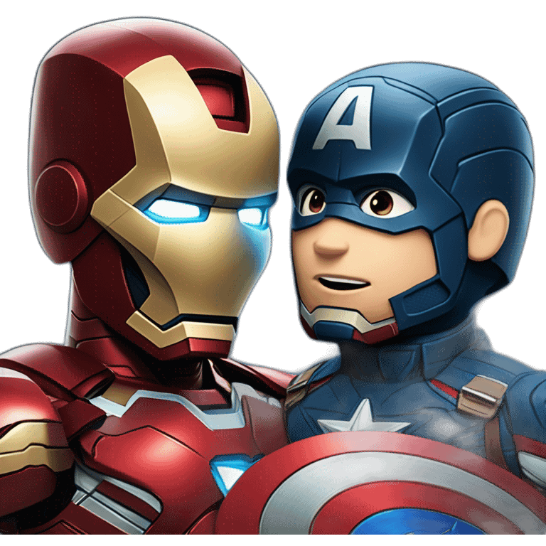 Iron man et captain america entrain de se faire un bisou emoji