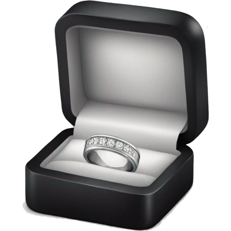 a silver wedding band inside a black ring box emoji