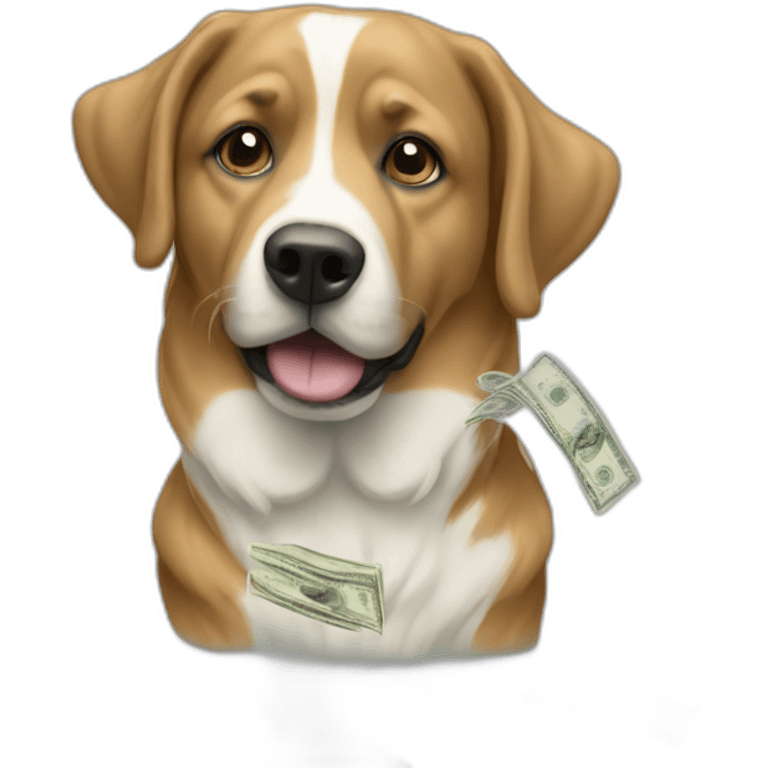 Rich dog money rain emoji