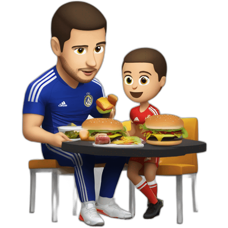 Eden hazard qui mange un burger avec une vareuse de la belgique emoji