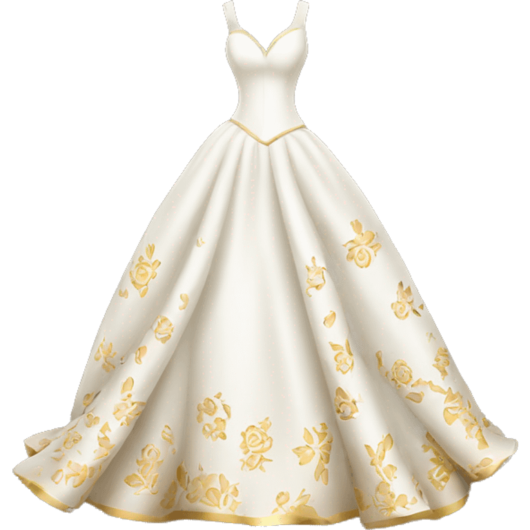 White and gold wedding dress with floral pattern on it  emoji