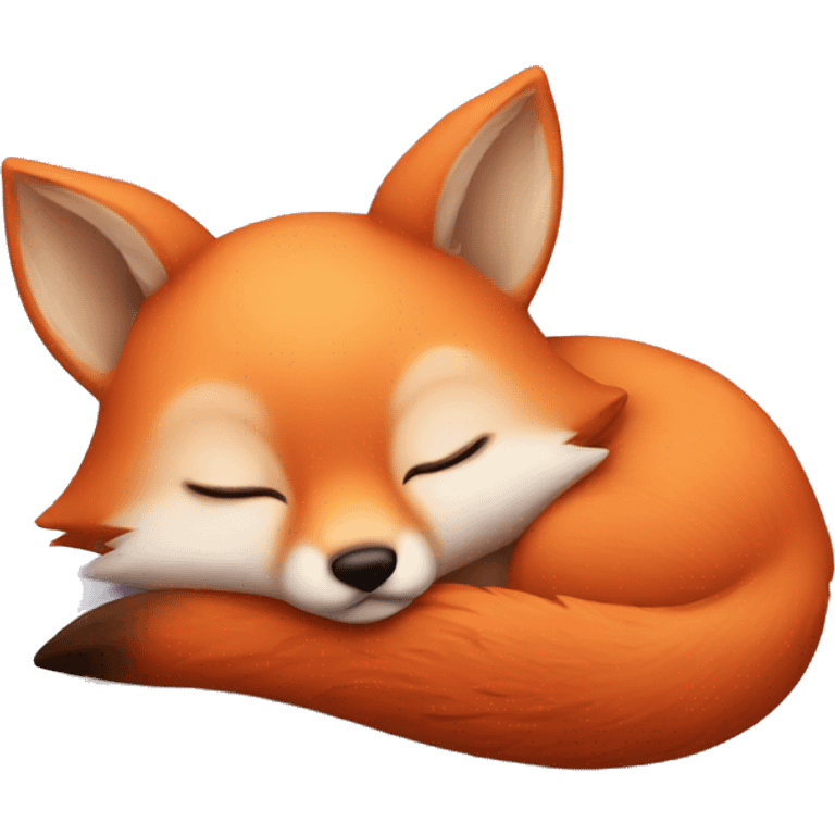 Realistic sleeping cute baby fox emoji