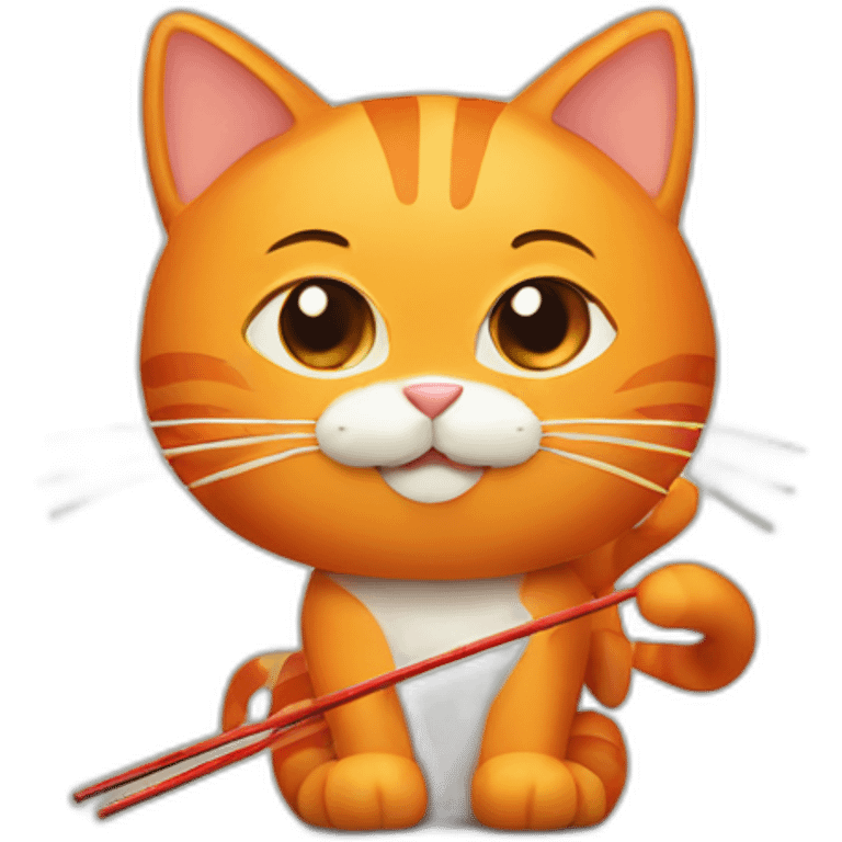 orange cat with chopsticks emoji