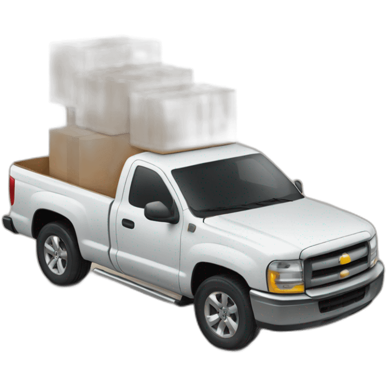 pick up Truck with boxes in the back front is looking to the right side emoji