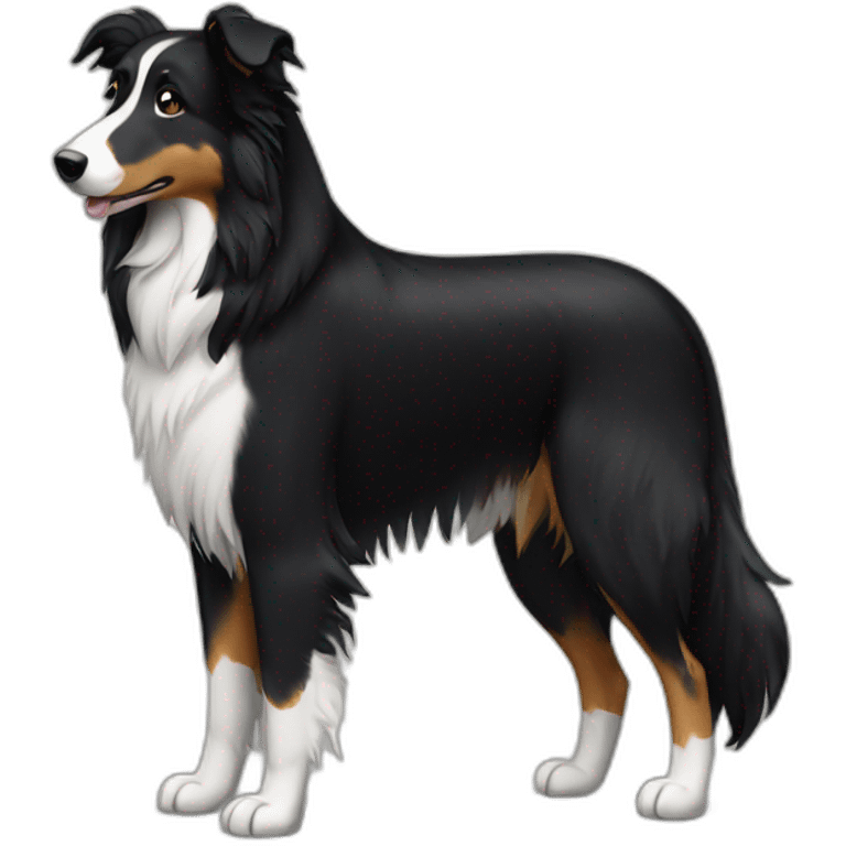 all black collie standing ears emoji