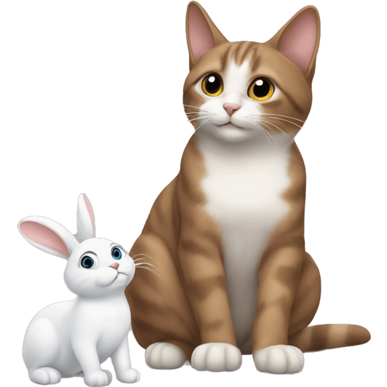 cat plays with a rabbit  emoji