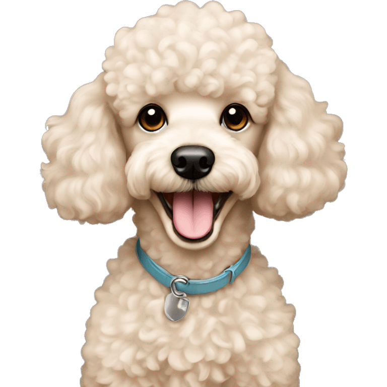 Cream mini poodle happy emoji