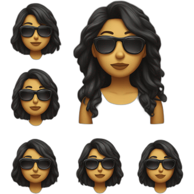 Chica piel blanca, pelo negro, pelo liso, gafas emoji