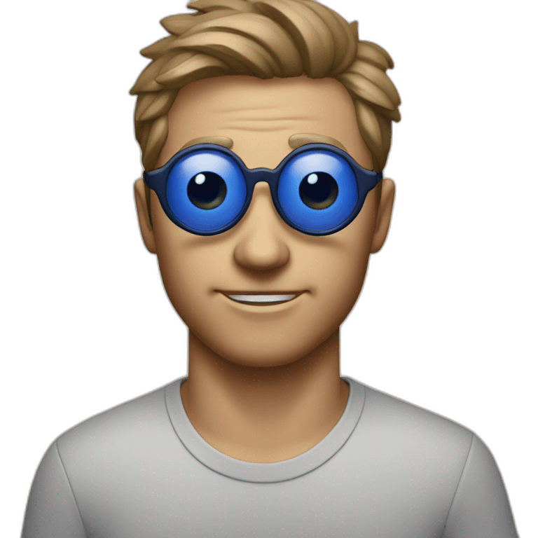 guy  with two blueberries on his eyes, behind glasses emoji