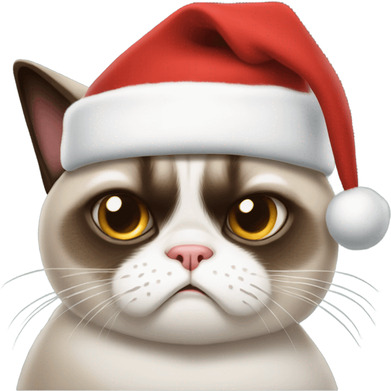 Grumpy cat in Christmas Hat emoji