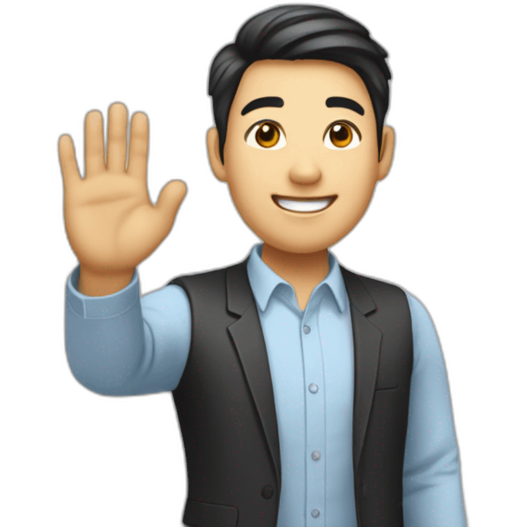 asian financial smart young deputy waves his hand emoji