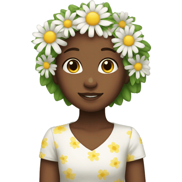 Girl with daisies in hair emoji