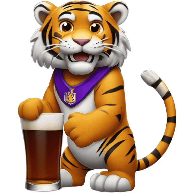 LSU Mike the Tiger holding whiskey  emoji