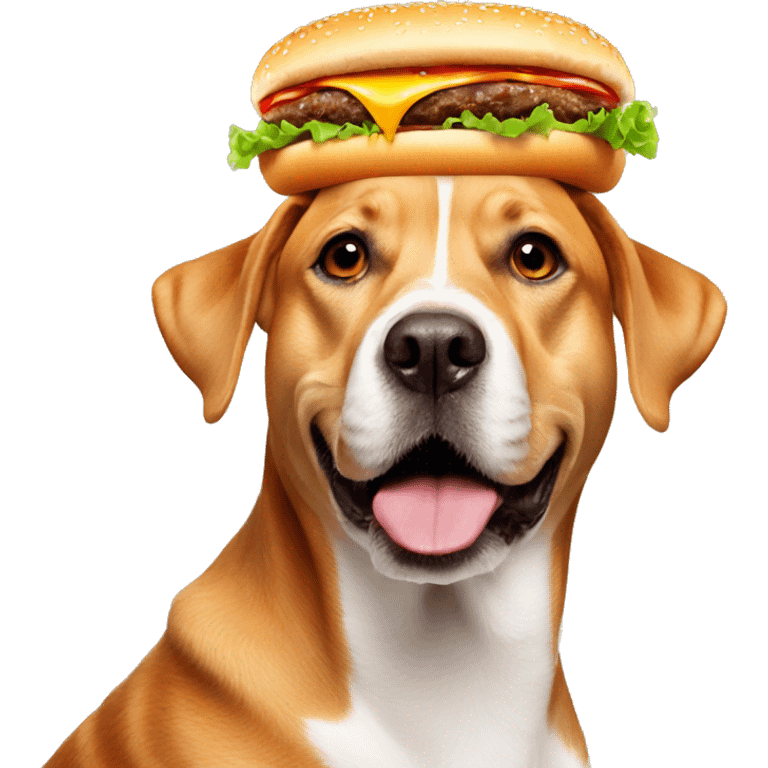 Dog with hamburger on his head emoji