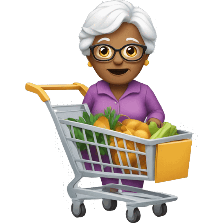 Grandma with shopping cart emoji