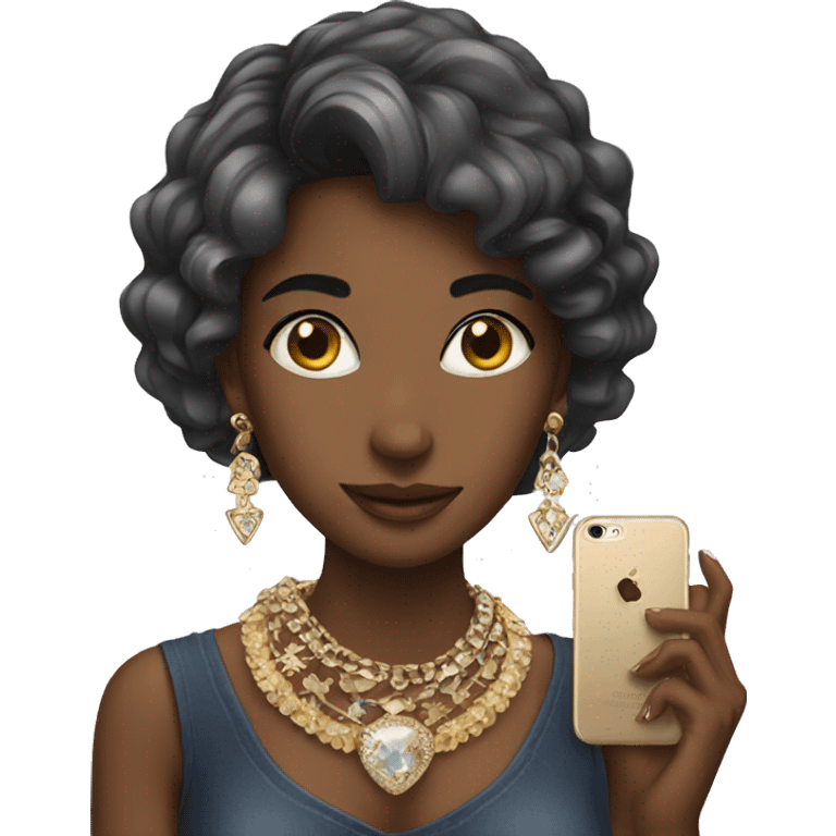 girl with jewelry and phone emoji