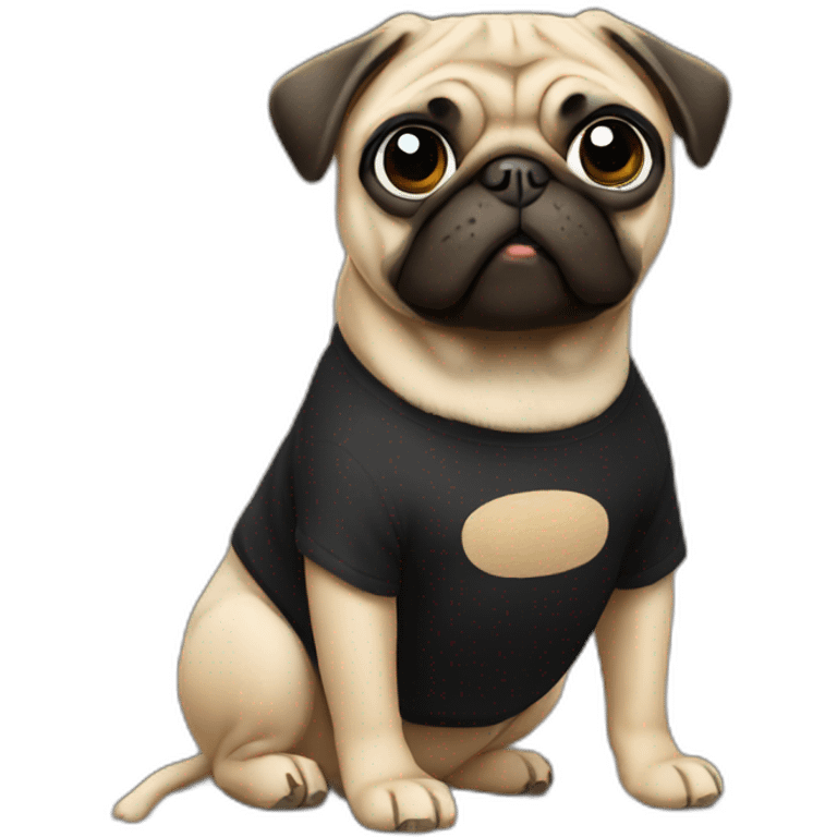 pug wearing a black t-shirt emoji