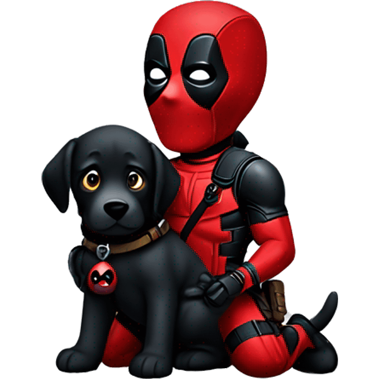 Deadpool holding black lab emoji