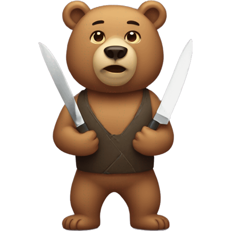 Bear holding knife emoji